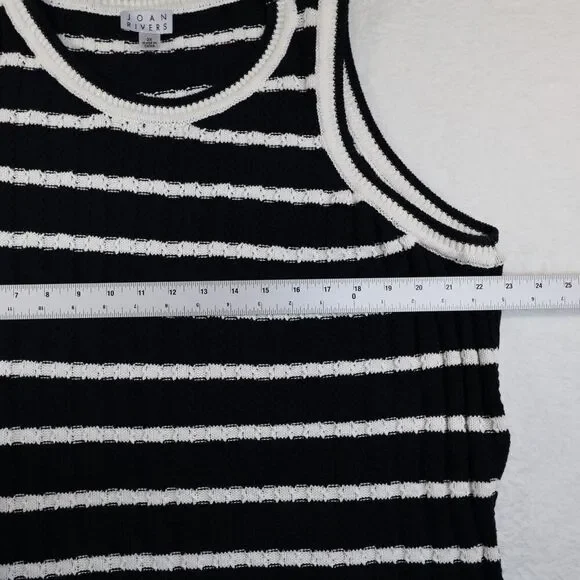 Joan Rivers Black/Natural Striped Knit‎ Tank Top Cotton 2X - Picture 6 of 9